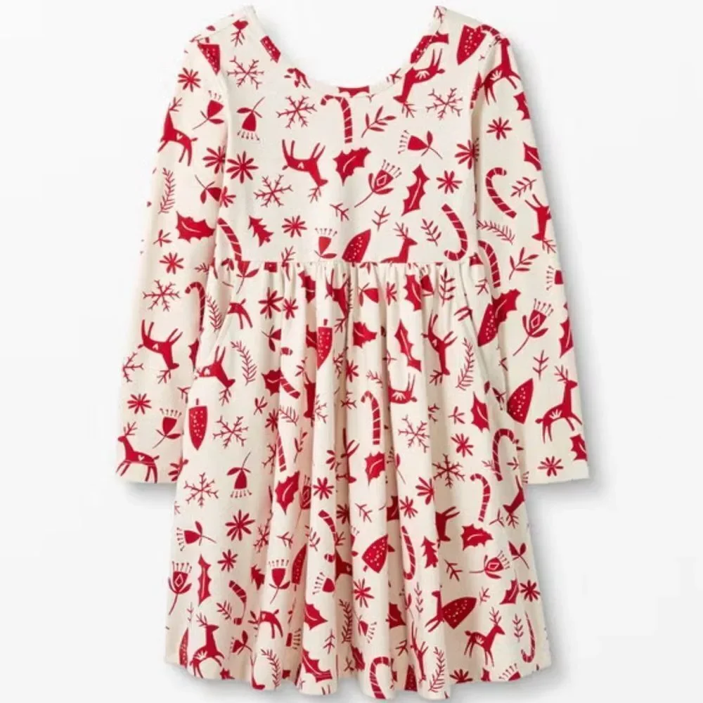 Hanna Andersson Festive Skater Twirl Dress Sz 120cm